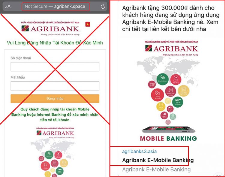Khách hàng nên lưu ý đối với những trang web mạo danh Agribank.